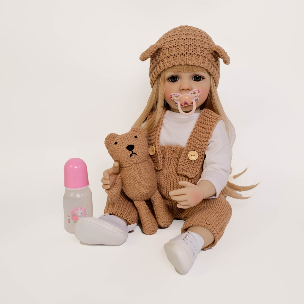 NPK 55CM Betty Soft Silicone Vinyl Reborn Toddler Doll with Princess Wig Lifelike Baby Girl Doll