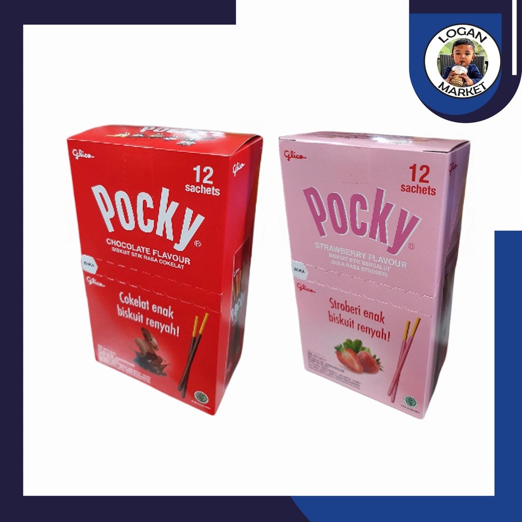 

AYOOOLLARIZSS!! Glico Pocky Single Chocolate Coklat Strawberry Stroberi 12gram 12 gram 12 Sachet Pcs