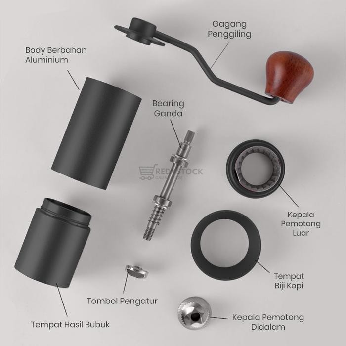 Hand Coffee Grinder Kopi Manual Metal Body Stainless Steel Burr Js-G2