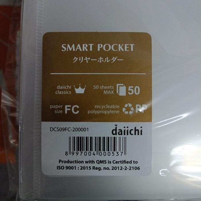 

Map Bening Kancing Folio Smart Pocket Daiichi / 1 Pack Isi 12 Pcs
