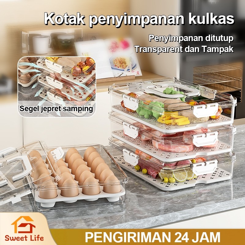 KOTAK PENYIMPANAN MAKANAN SAYURAN KULKAS KOTAK KULKAS DENGAN PEGANGAN DAN SAYURAN DAPUR SEGAR