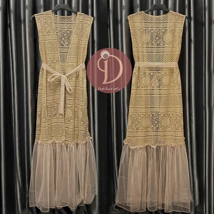 Hijmi- Lili outer lace malika mix tulle polos / outer tile / outer panjang / outer brukat / outer