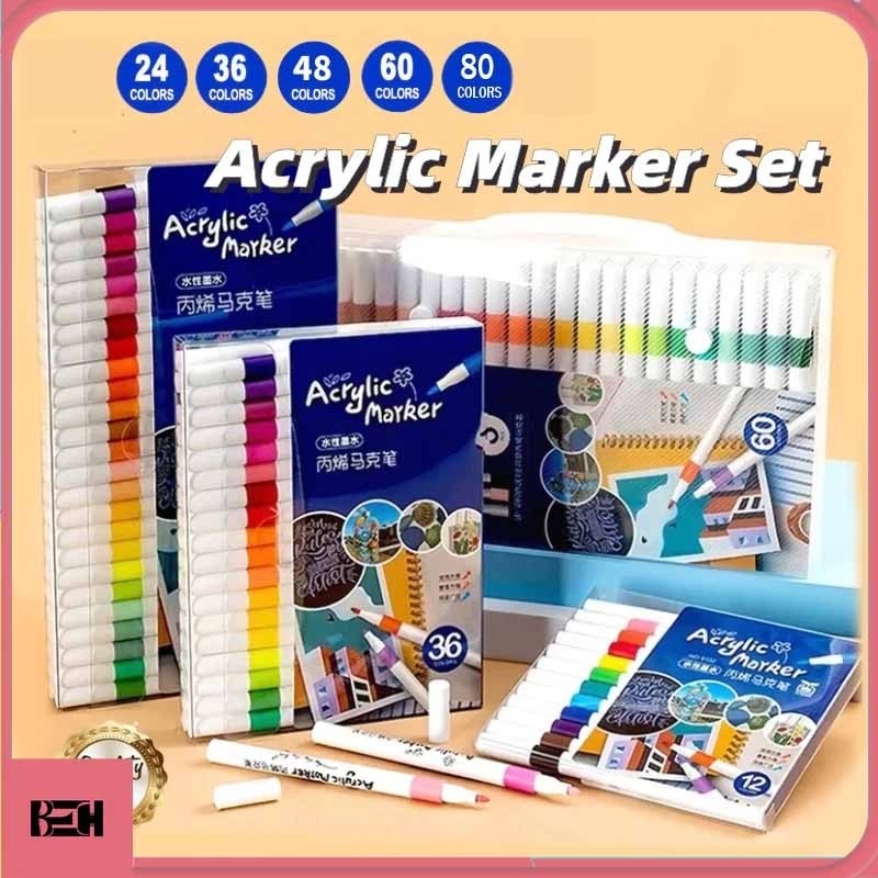 

UM1 (Ready Stock) Spidol Warna 24/36/48/60/80 Cepat Kering Tahan Air Cat Warna Kreatif