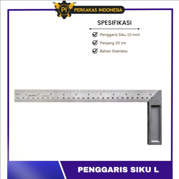 

No.OneBest- Penggaris Siku L 12 Inch Garisan Meter Tukang Sudut 30Cm Bahan Besi