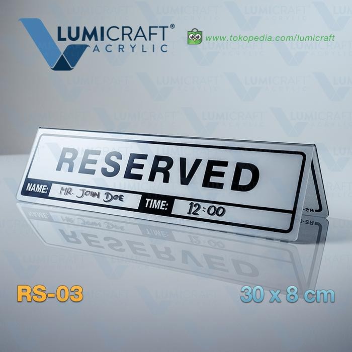 

No.OneBest- Sign Tenda Reserved Reservasi RSVP Meja Tent Card Silver 30x8 cm RS-03