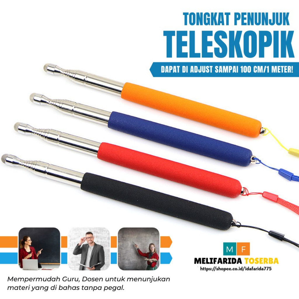 

UM1 Tongkat Penunjuk Pointer Papan Tulis Teleskopik Stainless Steel Guru
