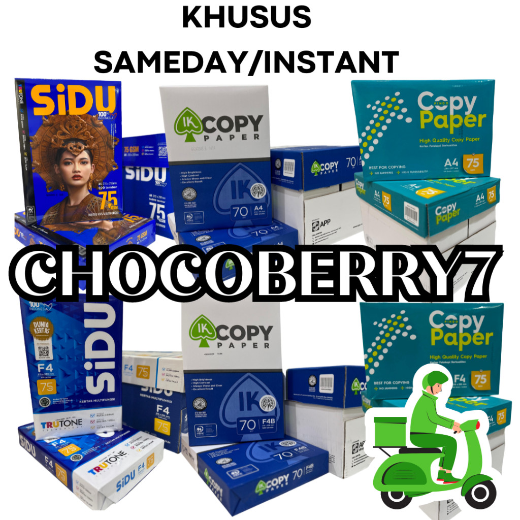 

UM1 Khusus Sameday Instant Copy Paper Ik Paper Sidu Kertas HVS A4 F4 70 gr 75 gr 1 BOX isi 5 Rim