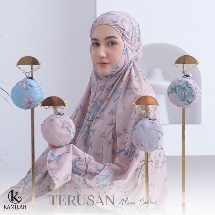 Modra- Kamilah - Mukena Travel Mini Pouch Terusan Alina Series Mukena Terusan Dewasa Lajuran