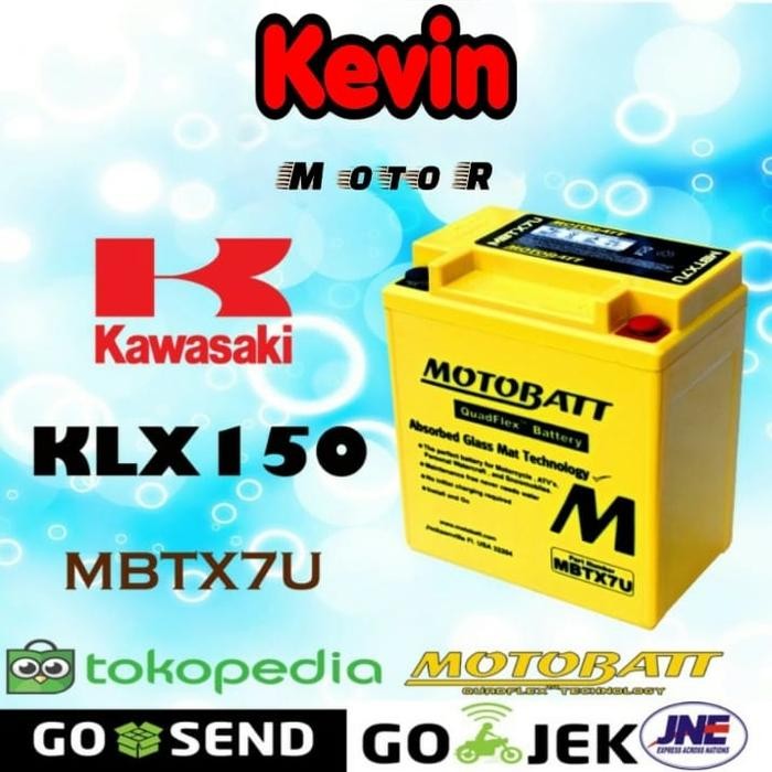 Aki Motor Kawasaki Klx 150 Motobatt Mbtx7U Aki Kering / Aki Gel.