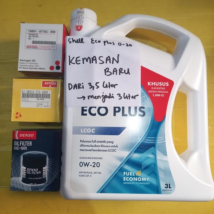 paket ganti oli shell ECO 0W-20 +oli filter