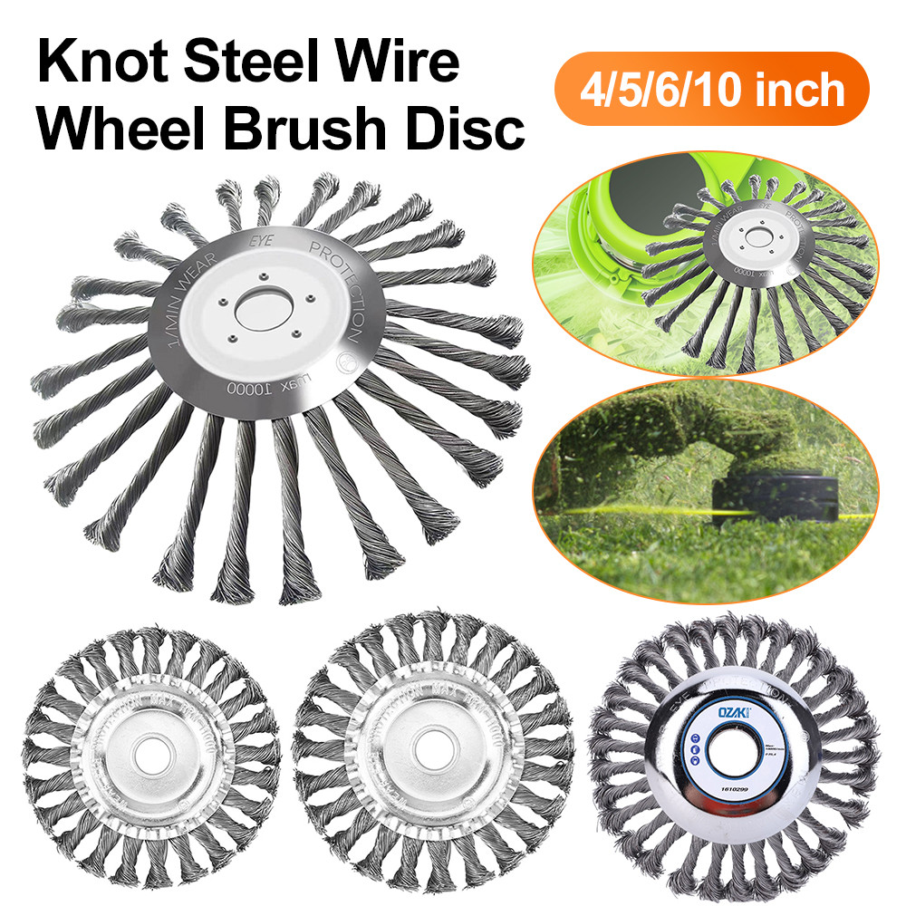 4/5/6/10 inch Knot Steel Wire Wheel Head Grass Trimmer Head Fit Straight Shaft Brushcutter Universal