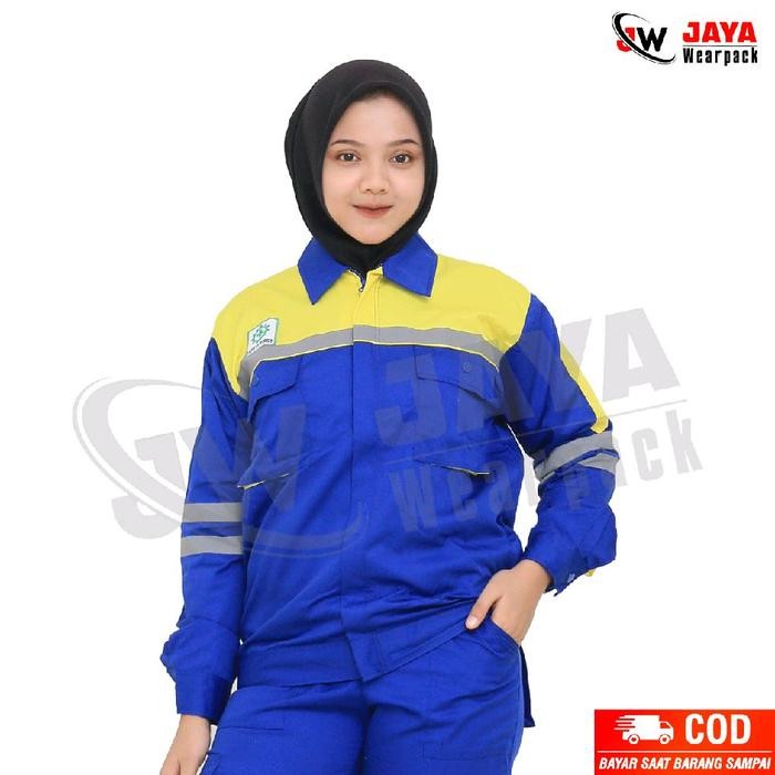 Terbaru Atasan Wearpack Safety Lengan Panjang Biru Perpaduan Kuning Termurah