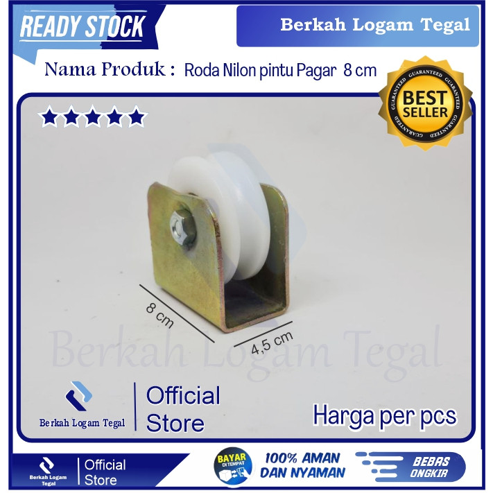 Roda Pagar Nilon 8 Cm Roda Pintu Gerbang / Roda Nilon Pagar Besi Stainless Dorong Lipat