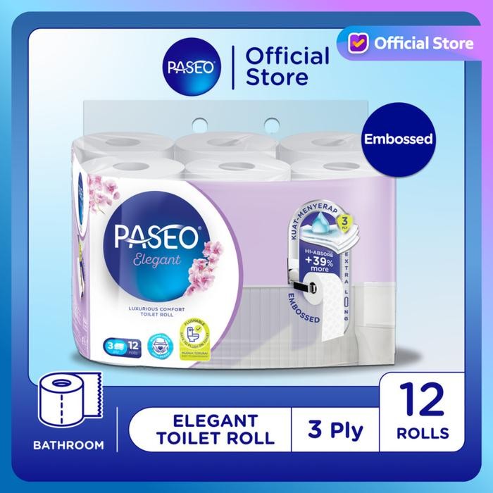 PASEO - Tissue Toilet 12 Rolls Tisu Gulung Toilet Paseo Bathroom *