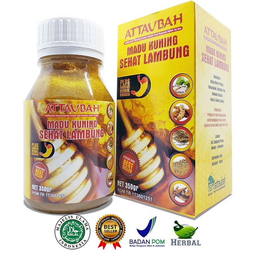 

Madu Lambung Attaubah 350Gr Sehat Kuning Gerd Ulu Hati Kunyit Asam Honey Herbal