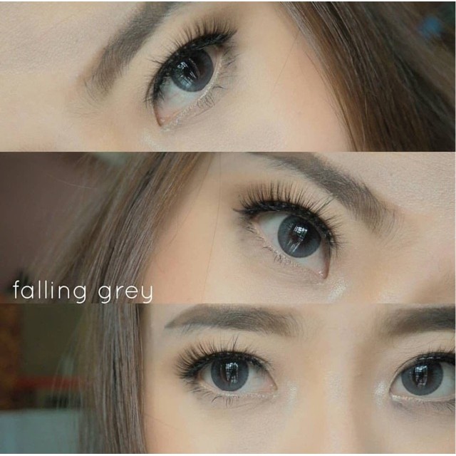Falling gray & brown softlens kitty kawaii