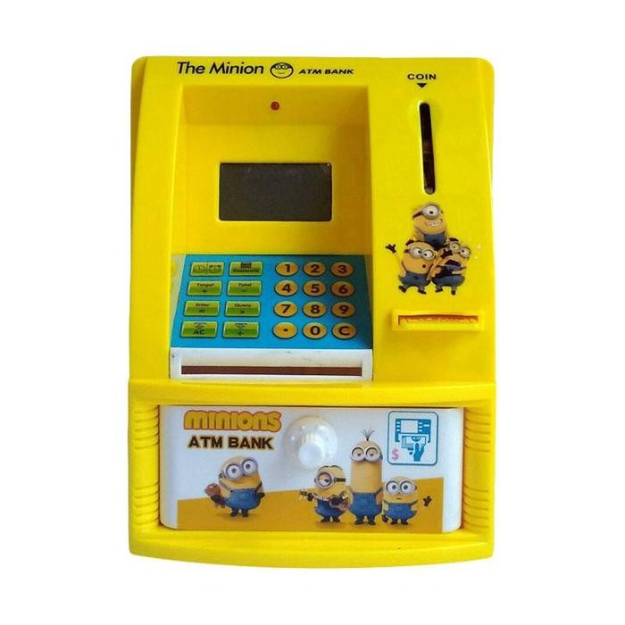 CELENGAN ATM MINI MINION MESIN HITUNG SALDO UANG KERTAS DAN KOIN