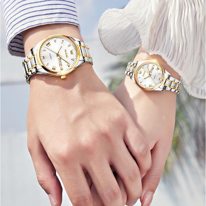 Olevs Jam Tangan Couple Pasangan Anti Air Jam Tangan Kuarsa Pasangan Pria Dan Wanita Mode Rekreasi