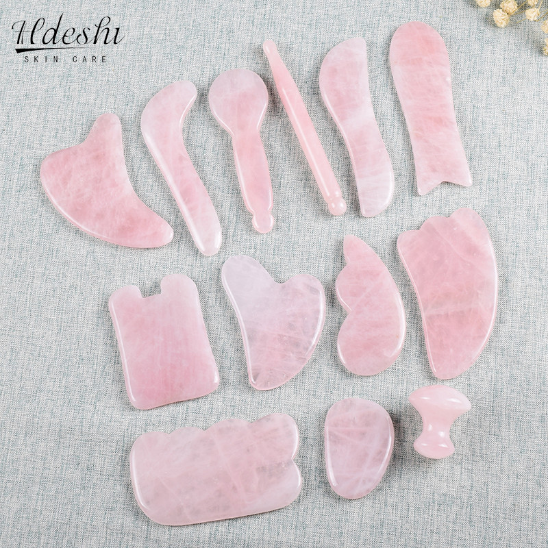 Natural Rose Jade Gouache Scraper Face Lift Massager For Face Gua Sha Board Skin Face Relax Sliming