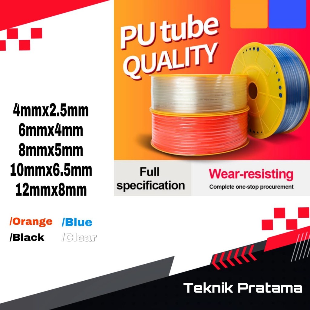 TERLARISS Hose Pu Selang Pu (PollyUrethane) Ukuran OD 10mm x 6,5 mm 1 roll 100MeterHose Pu Selang