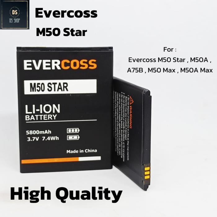 Mutu- Baterai Hp Evercoss M50 Batre Cross M50 Star Batrai Evercross A75B Ori