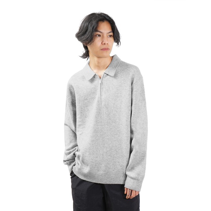 Suare Half Zip-Up Faux-Wool Knit Jacket Terbaru