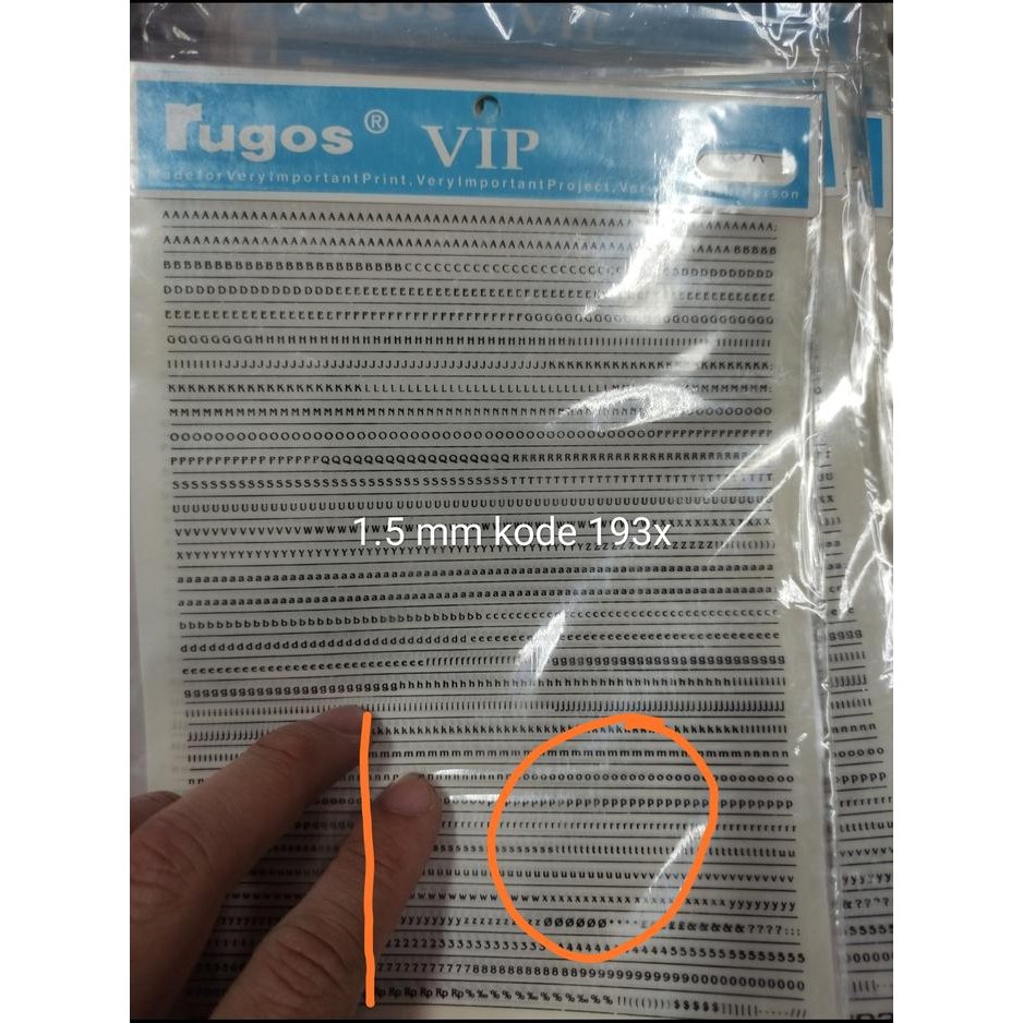 Siap- rugos huruf angka 1.5mm sd 2.7 mm harga per lembar 2022
