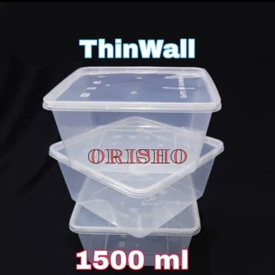 HK11- Kotak Plastik 1500 Ml [25 Pcs] Thinwall Kotak Bening Box Plastik