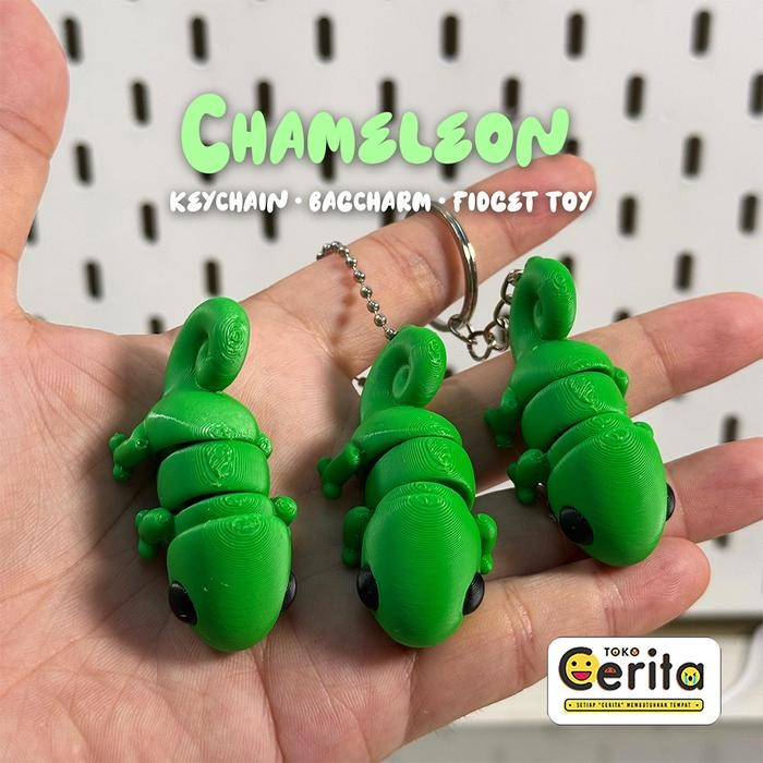 Gala Galore Gantungan Kunci Baby Chameleon / Bunglon Fidget Keychain Hewan Lucu Gantungan Tas &