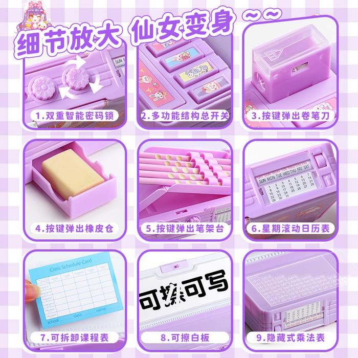 

Ready- Tempat Pensil Password Multifungsi Sanrio Cinnamoroll Biru Kuromi Ungu Melody Pink Astronot