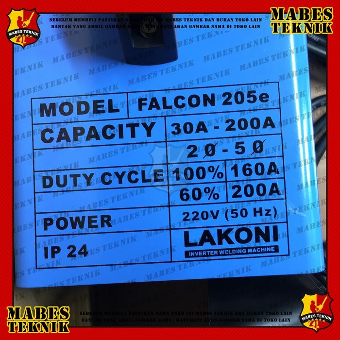 Murah Mesin Las Listrik Lakoni Falcon 205 E / 205E - Trafo Las 1300Watt 200A