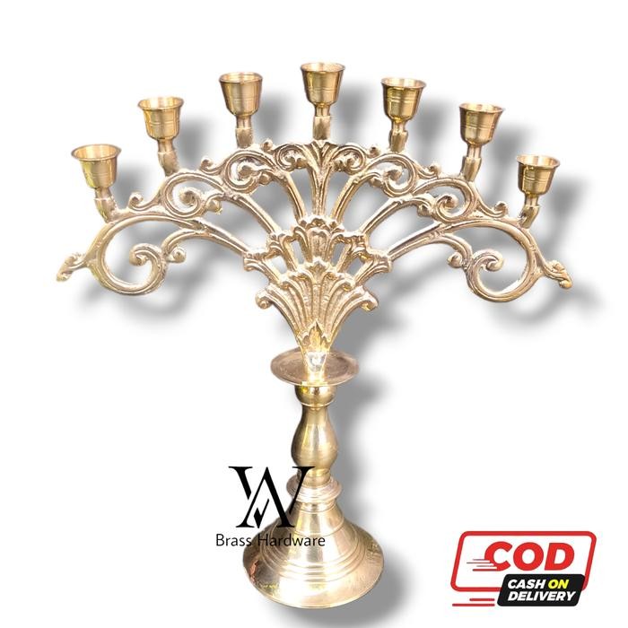 Tempat Lilin Kuningan Kipas Cabang 7