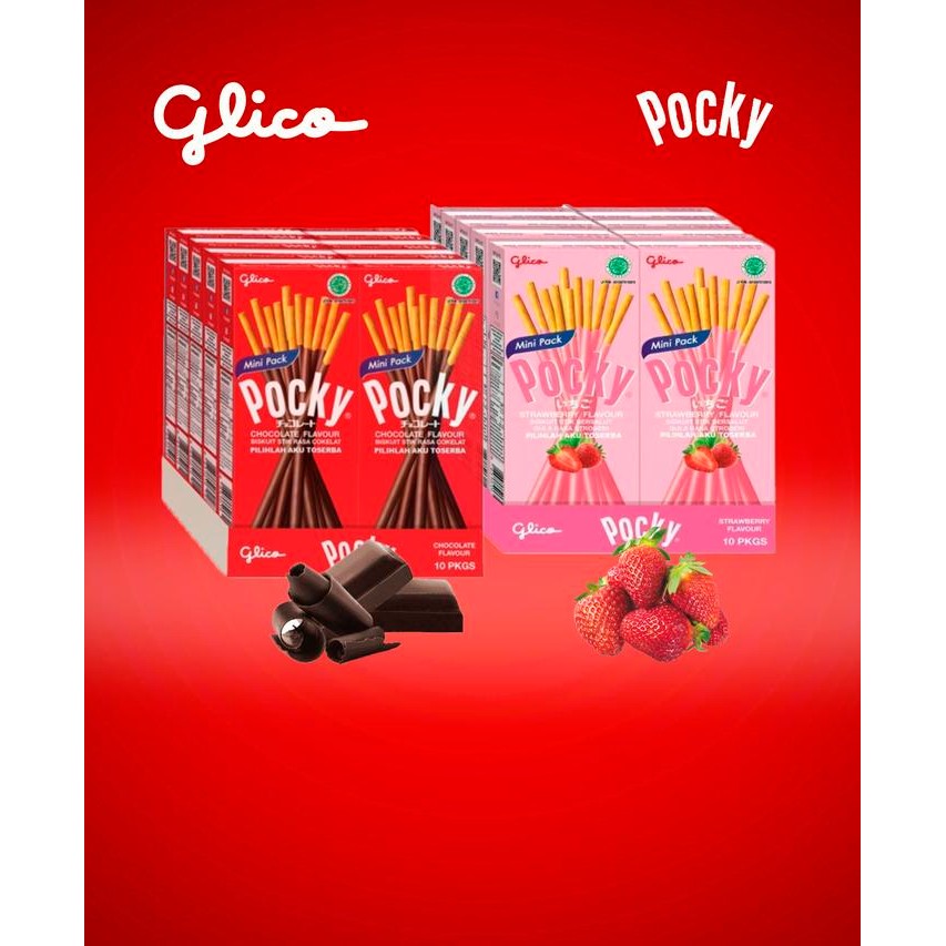 

Pocky minipack 21g x 10 pcs biskuit cokelat cemilan krim Strawberry Cookies