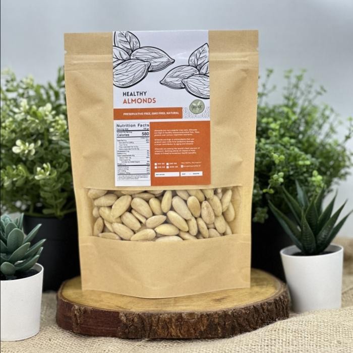 

Organic Paradise Raw Blanched Almond 1 Kg / Kacang Almond Kupas Kulit Mentah 1 Kg USA NON GMO