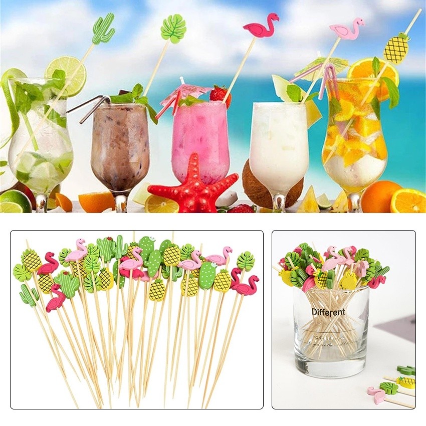 Satu Klik Aja - Tusuk Buah Bambu isi 100 Pcs/Pack - Fruit Toothpick tusukan Tusuk kue Buah Karakter