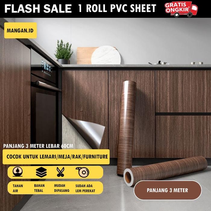 Stiker Hpl Ukuran 60cm x 3m Motif Serat Kayu Untuk Furniture Meja Lemari Dinding Sticker Wallpaper