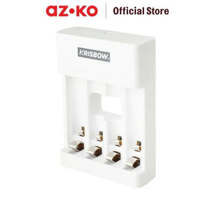 AZKO Krisbow Charger Baterai 4 Slot Aa/Aaa Fast Charging Casan Batre Isi Ulang Peralatan Elektronik
