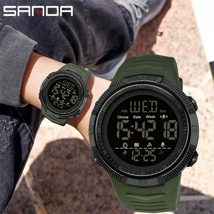 SANDA Top Brand Jam Tangan Olahraga Militer Pria Jam Tangan Digital Fashion Tahan Guncangan Jam
