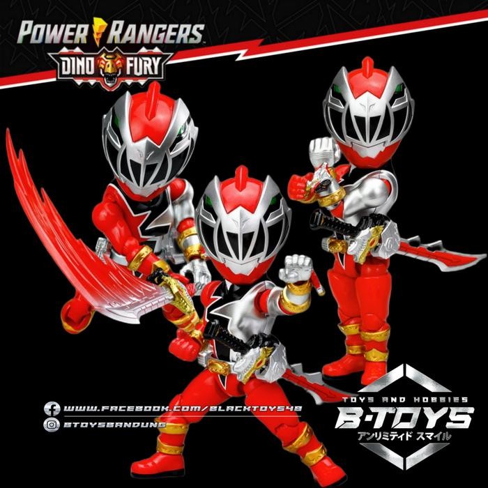 Action Q MMPR Power Rangers Dino Fury Red Ranger action figure chibi