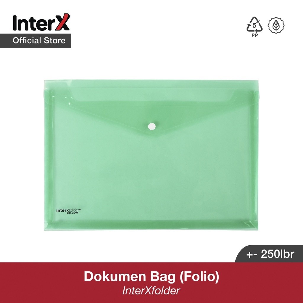 

Map plastik KANCING Folio /F4 InterX folder bening warna (1 lusin isi 12pcs)
