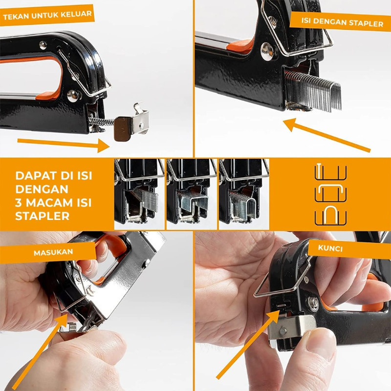 

Gratis 600 Paku! 3 In 1 Stapler Multifungsi - Kuku Staples Tacker Powerfull untuk Furnitur DIY,