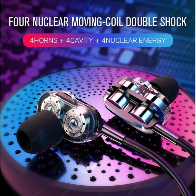 Super 4D Bass Double Speaker Headset Wired 3.5mm Eahone In-ear/Hanging-ear Headset Sports Earbuds