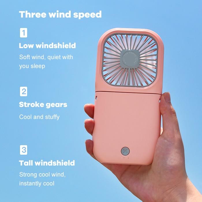 Baru.. 3In1 Kipas Angin Portable Mini Fan & Powerbank 5000Mah