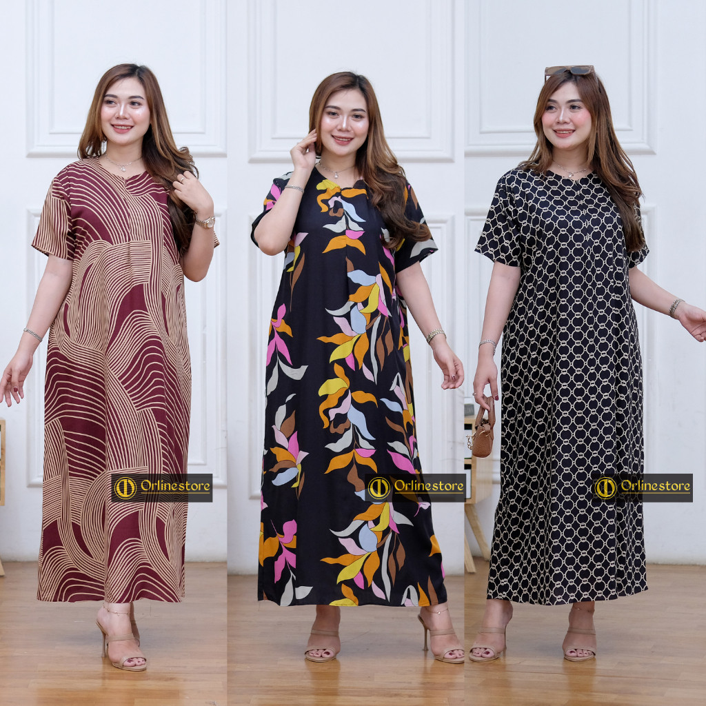 HOT SALE Daster Panjang Lengan Pendek / Daster Jumbo Panjang Lengan Pendek