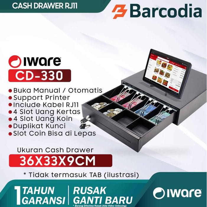 

SendToday- Mini Cash Drawer / Laci Kasir Iware Cd-320 (33X36Cm) Rj-11