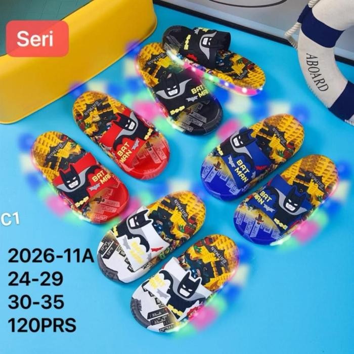 JejakKecil- Sandal Selop Anak Laki-Laki Batman Led Winola Collection Wnl 2026-11A