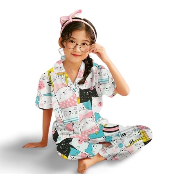 SandangAnak- Baju Tidur Piyama Anak Perempuan 3-10 Tahun/ Motip Terbaru Bts 21