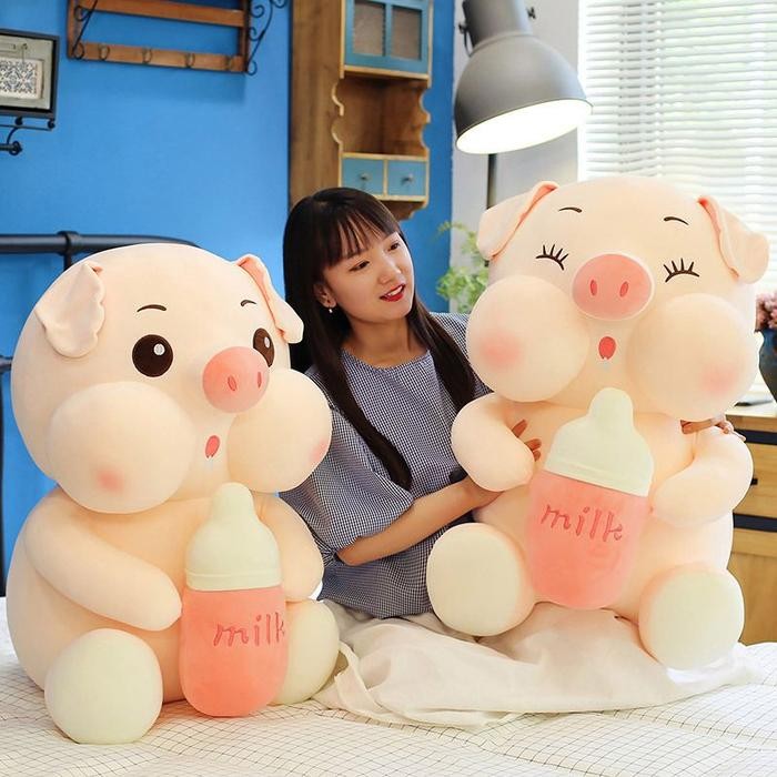 Boneka Babi Miniso Karakter Bottle Milk 45cm Berlabel SNI