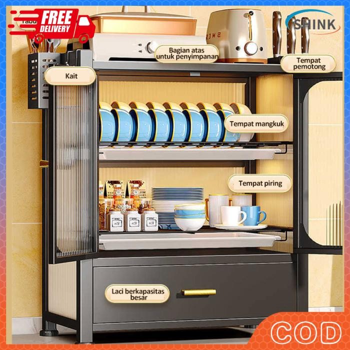 TERLARIS Rak Piring Tertutup Stainless Lemari Piring Tertutup Tebal