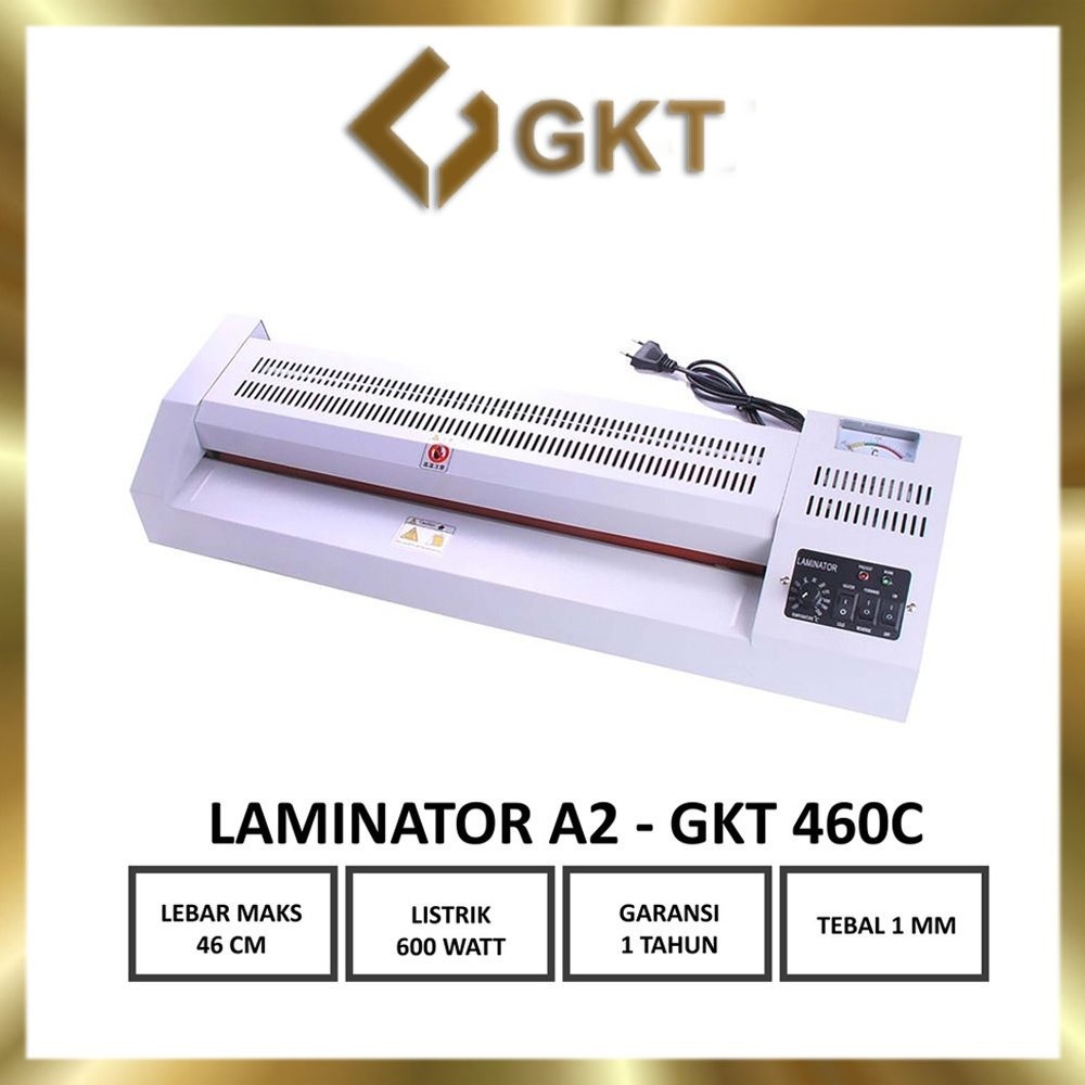 

Mesin Laminating GKT 460C - Bodi Besi 4 Roller 460 mm 2 Pemanas GKT 460C GKT